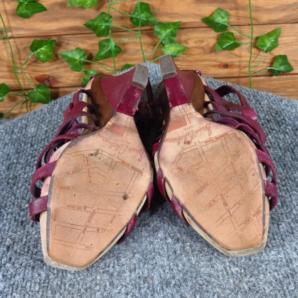 Sam Edelman Saville Womens Heel Sandals Size 7 Plum Leather Strappy Dress‎